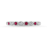 Ruby and Alternate Diamond 1/6 Ct.Tw. Stack Band in 14K White Gold